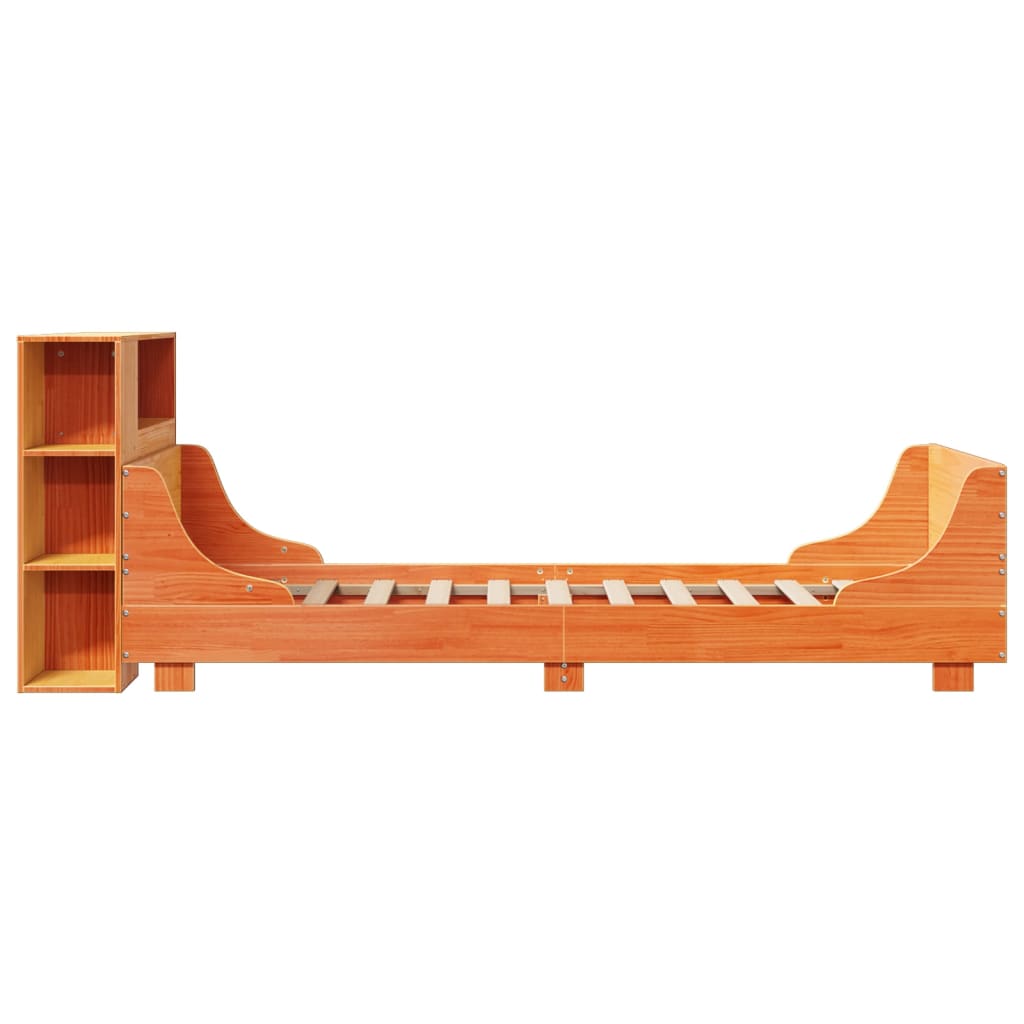 Bed Frame without Mattress Wax Brown 100x200 cm Solid Wood Pine