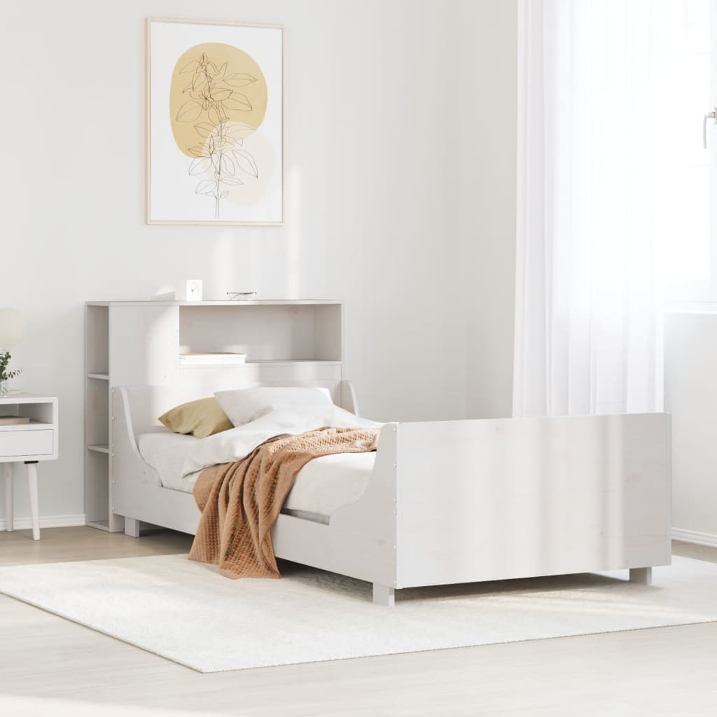 Bed Frame without Mattress White 90x190 cm Single Solid Wood Pine