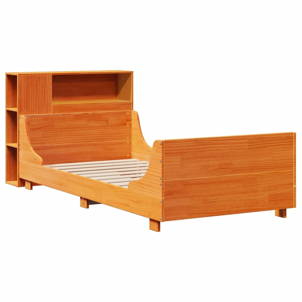 Bed Frame without Mattress Wax Brown 75x190 cm Small Single Solid Wood Pine
