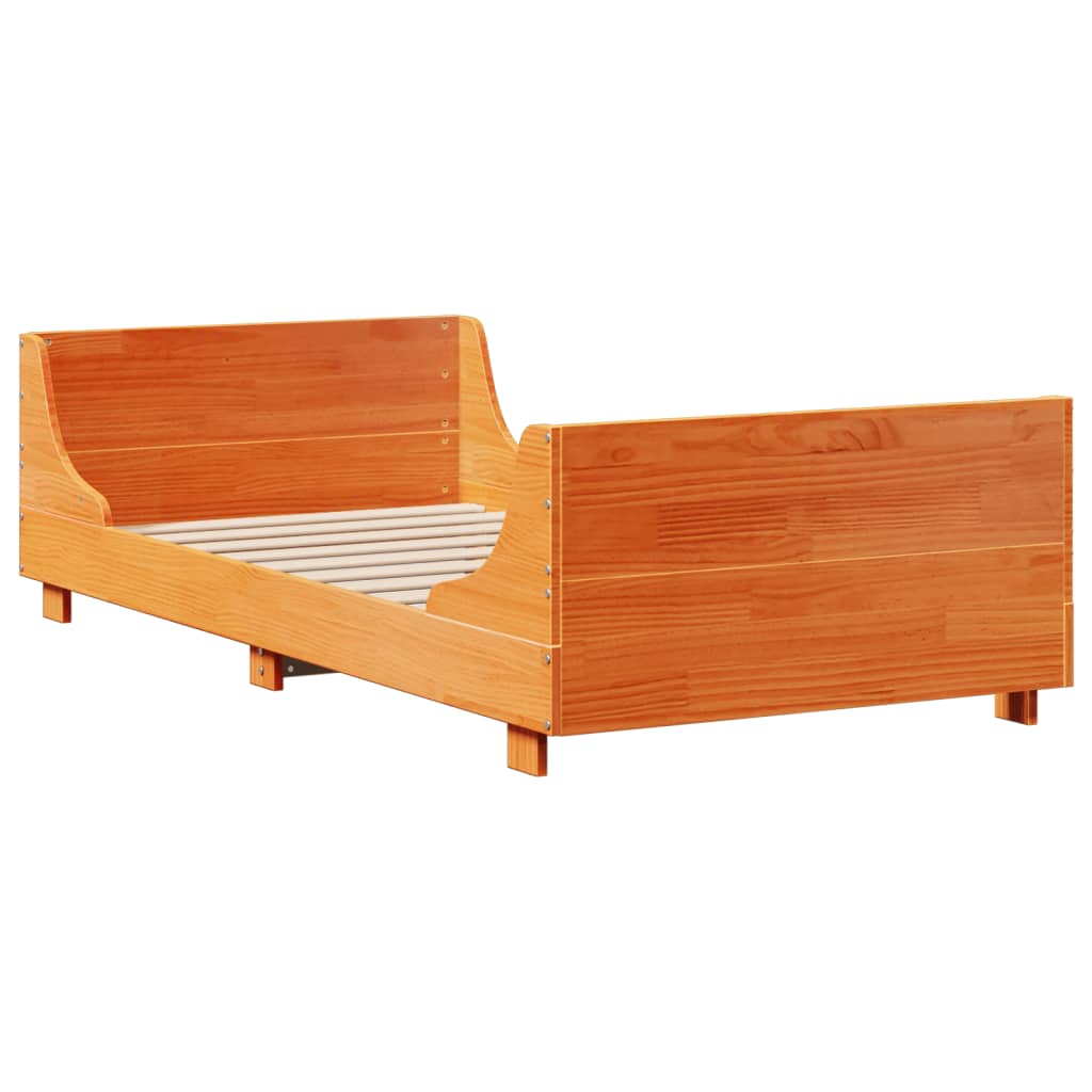 Bed Frame without Mattress Wax Brown 75x190 cm Small Single Solid Wood Pine