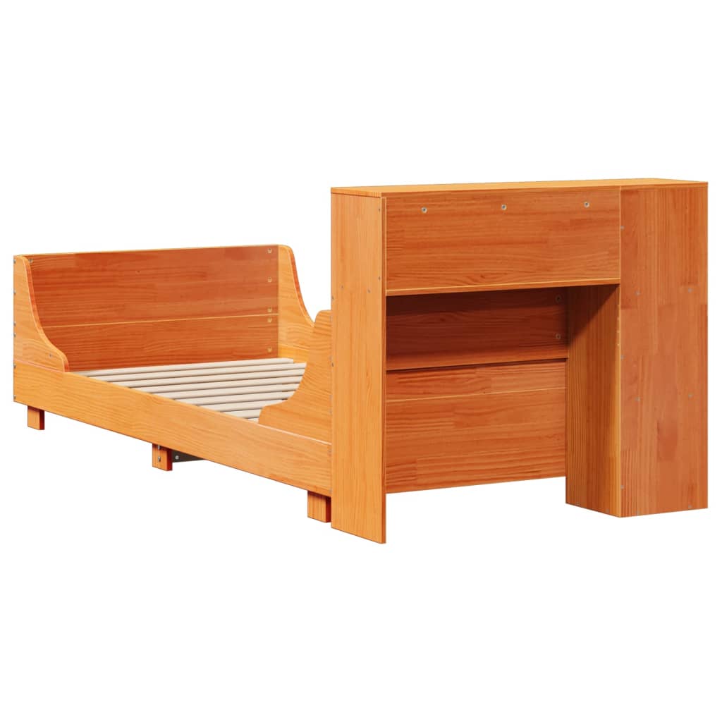 Bed Frame without Mattress Wax Brown 75x190 cm Small Single Solid Wood Pine