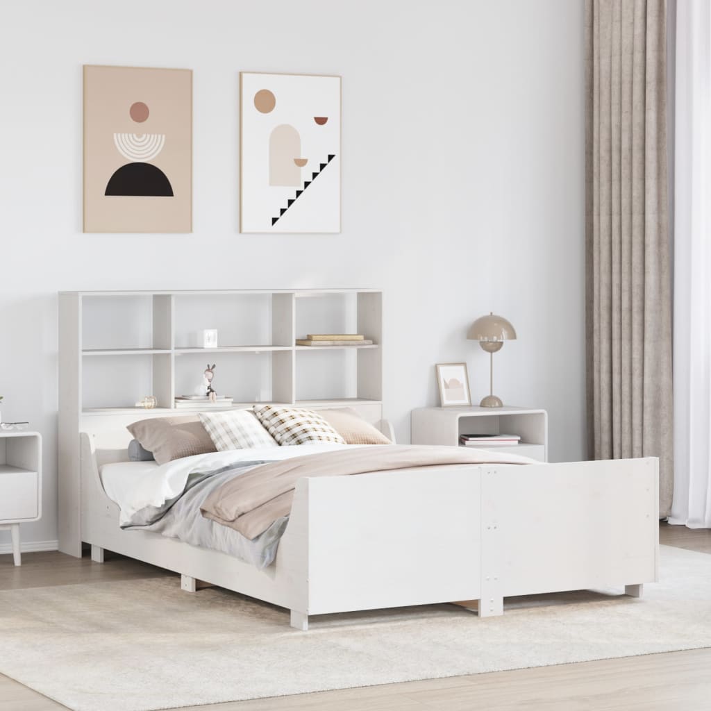 Bookcase Bed without Mattress White 160x200 cm Solid Wood