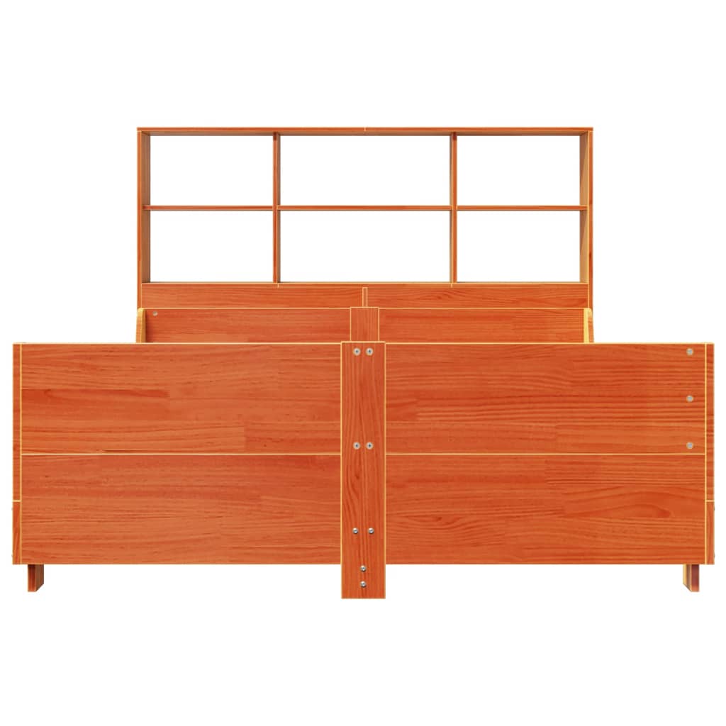 Bookcase Bed without Mattress Wax Brown 160x200 cm Solid Wood