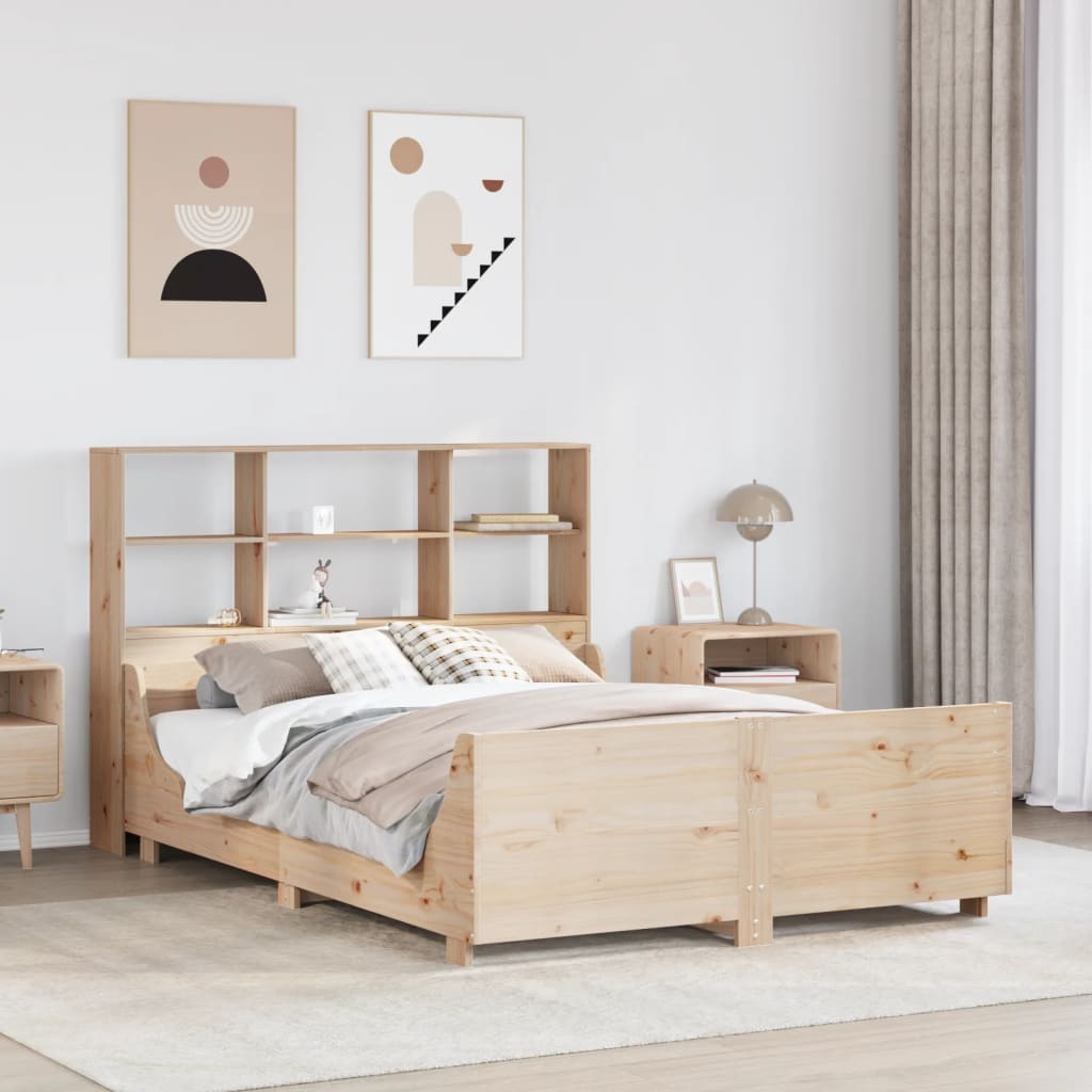 Bookcase Bed without Mattress 150x200 cm King Size Solid Wood