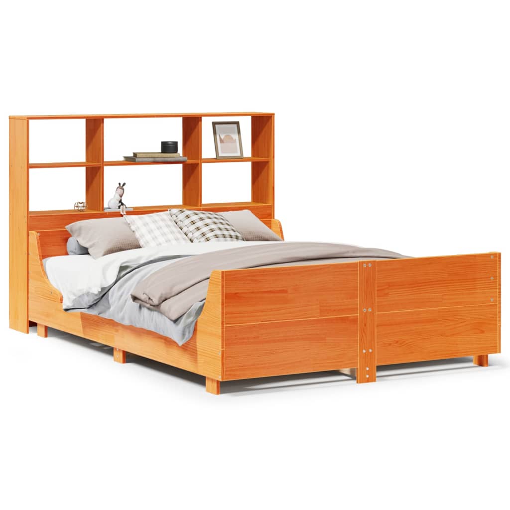 Bookcase Bed without Mattress Wax Brown 120x200 cm Solid Wood