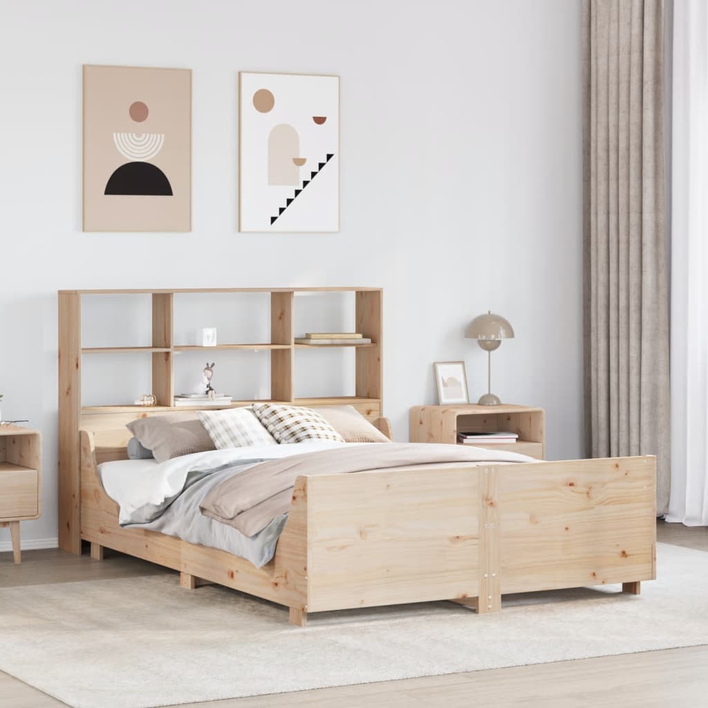 Bookcase Bed without Mattress 140x190 cm Solid Wood