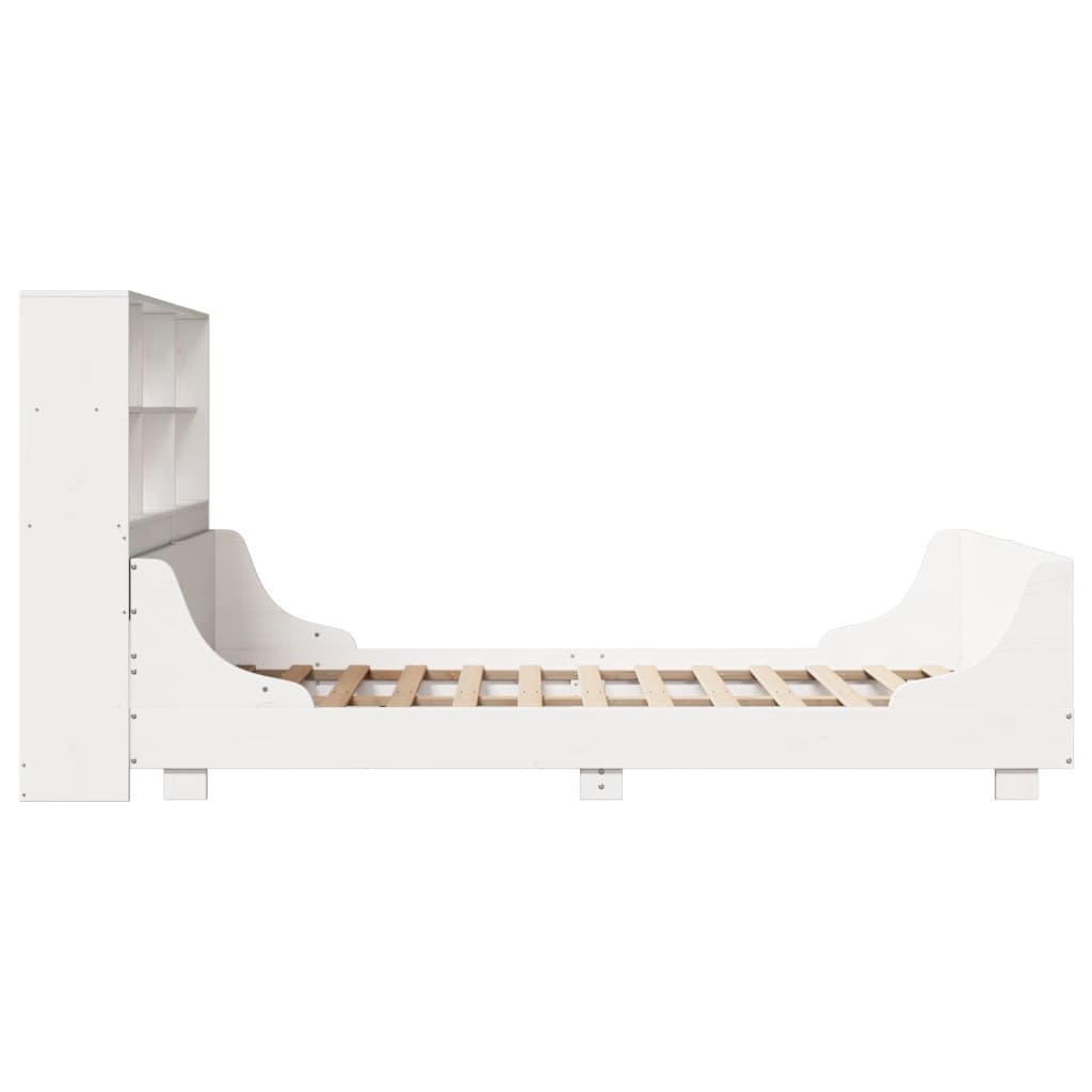 Bookcase Bed without Mattress White 120x190 cm Small Double Solid Wood