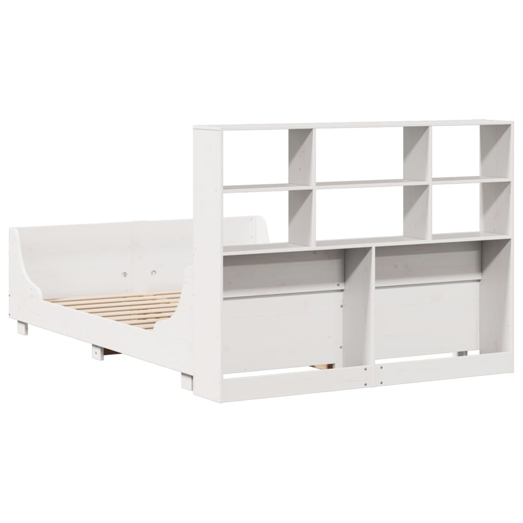Bookcase Bed without Mattress White 120x190 cm Small Double Solid Wood