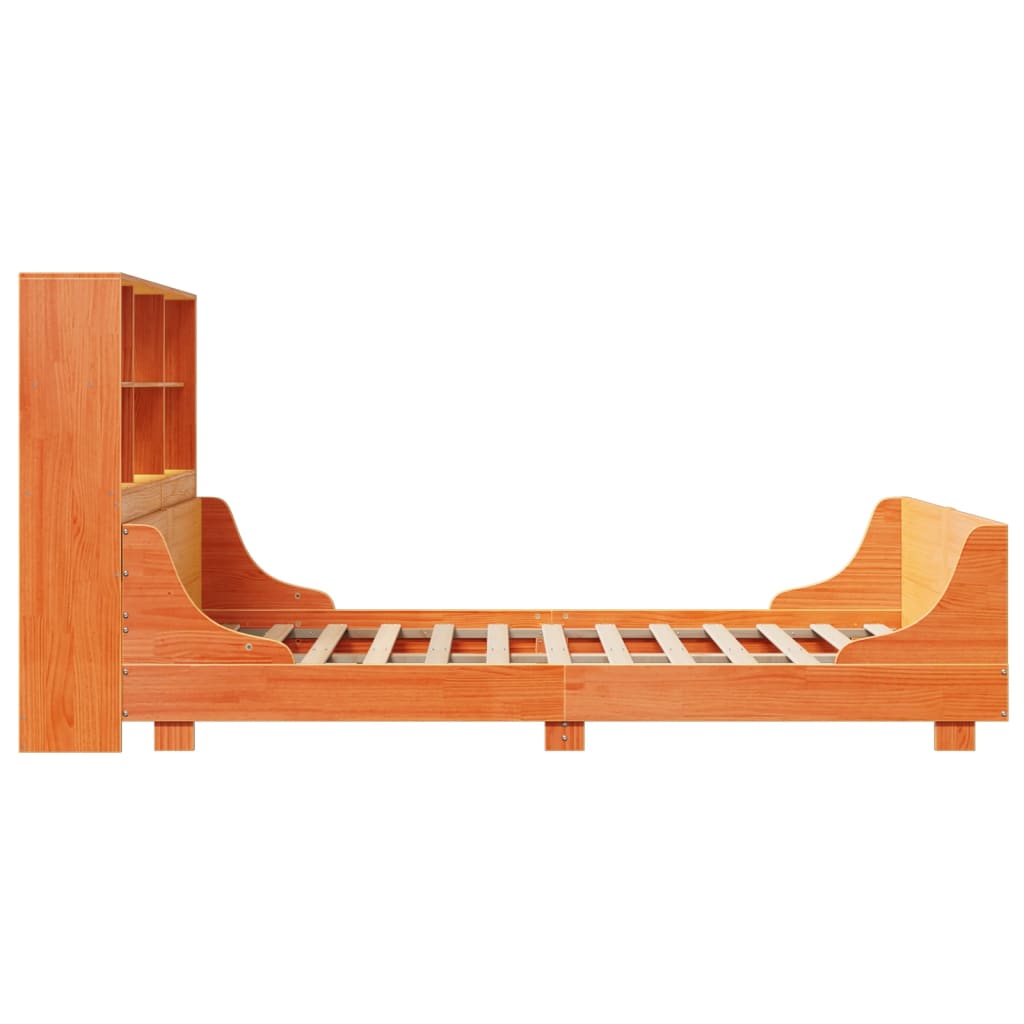 Bookcase Bed without Mattress Wax Brown 120x190 cm Small Double Solid Wood