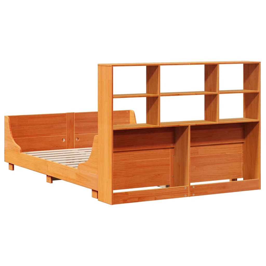 Bookcase Bed without Mattress Wax Brown 120x190 cm Small Double Solid Wood