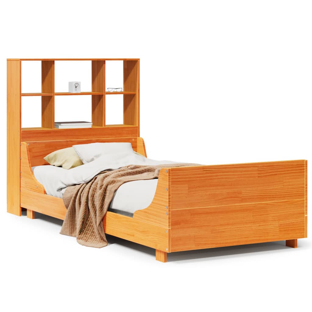 Bookcase Bed without Mattress Wax Brown 75x190 cm Small Single Solid Wood