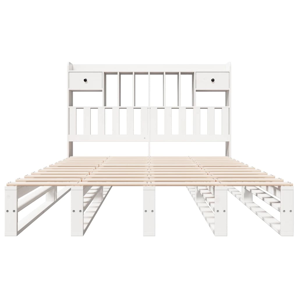 Bookcase Bed without Mattress White 140x200 cm Solid Wood Pine