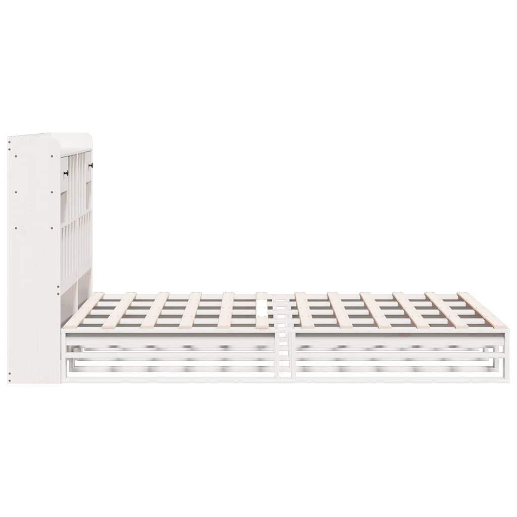 Bookcase Bed without Mattress White 160x200 cm Solid Wood Pine