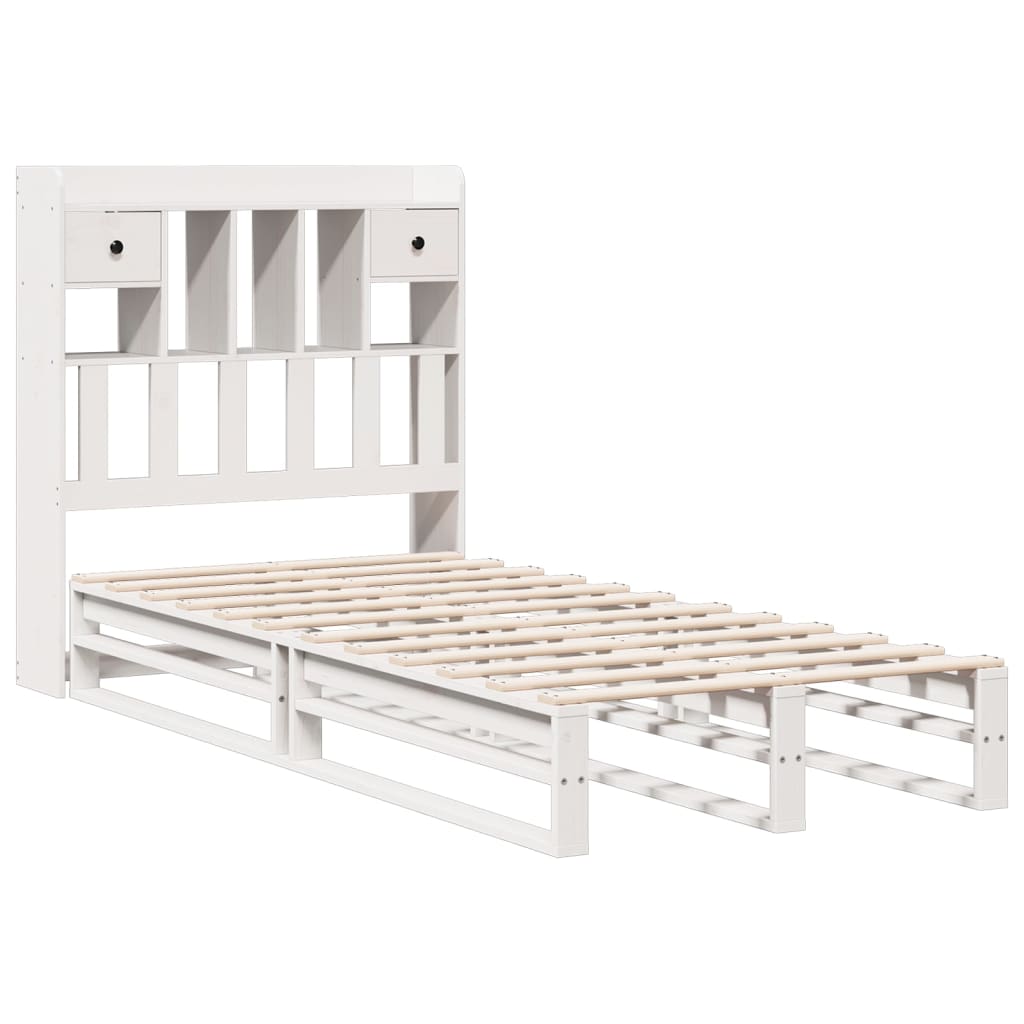 Bookcase Bed without Mattress White 90x190 cm Single Solid Wood Pine