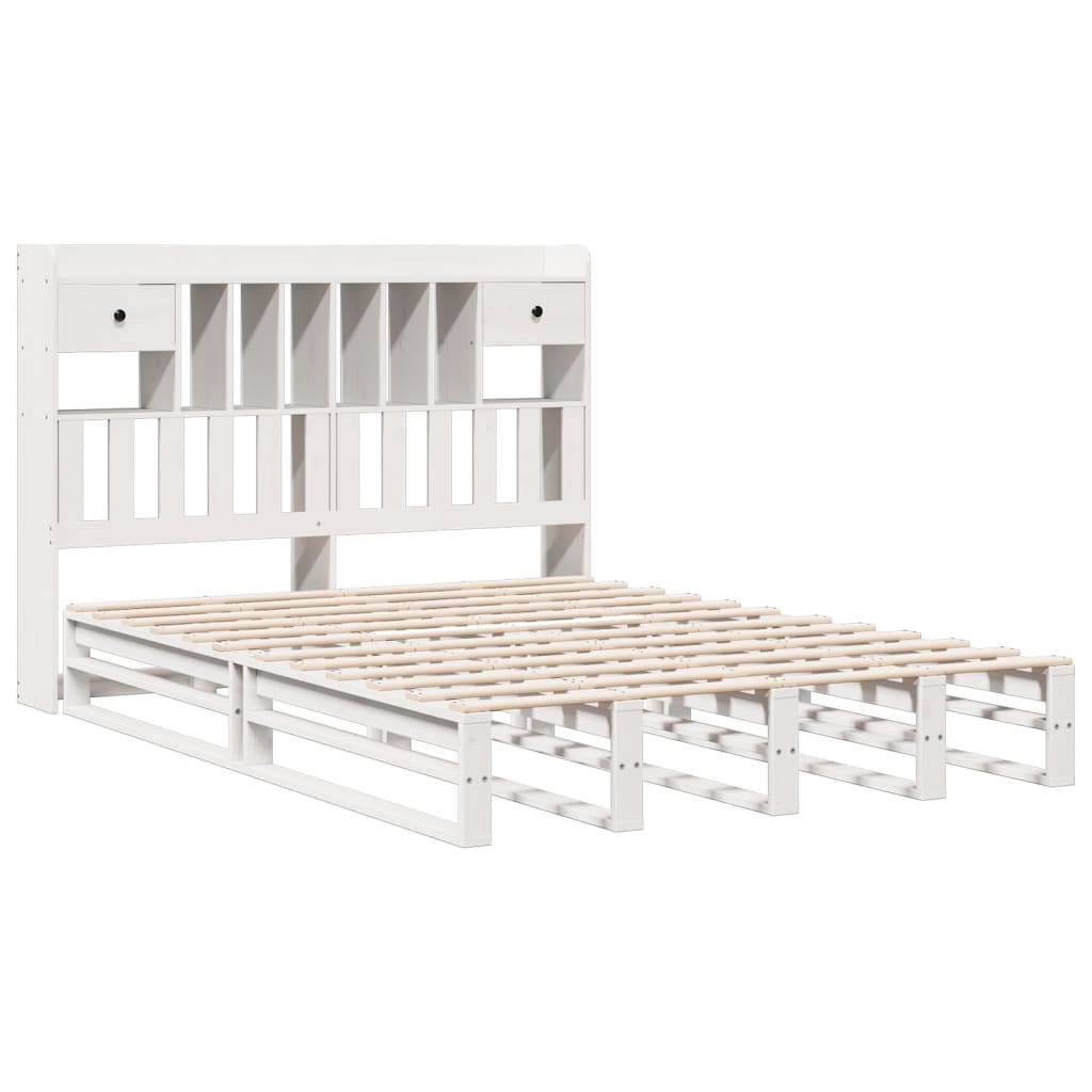 Bookcase Bed without Mattress White 140x190 cm Solid Wood Pine
