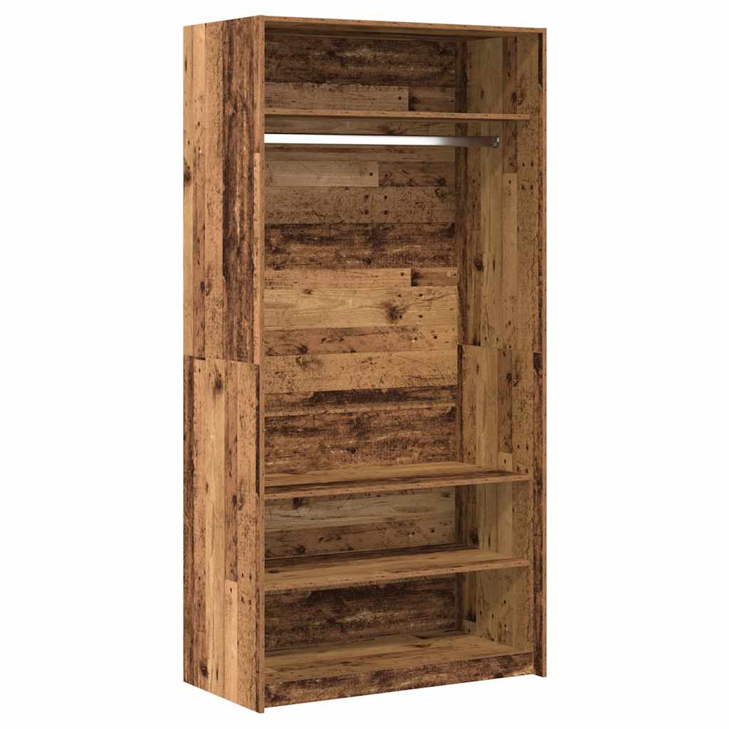 Modern Wooden Open Bedroom Wardrobe With Storage Shelves & Hanging Clothes Rail