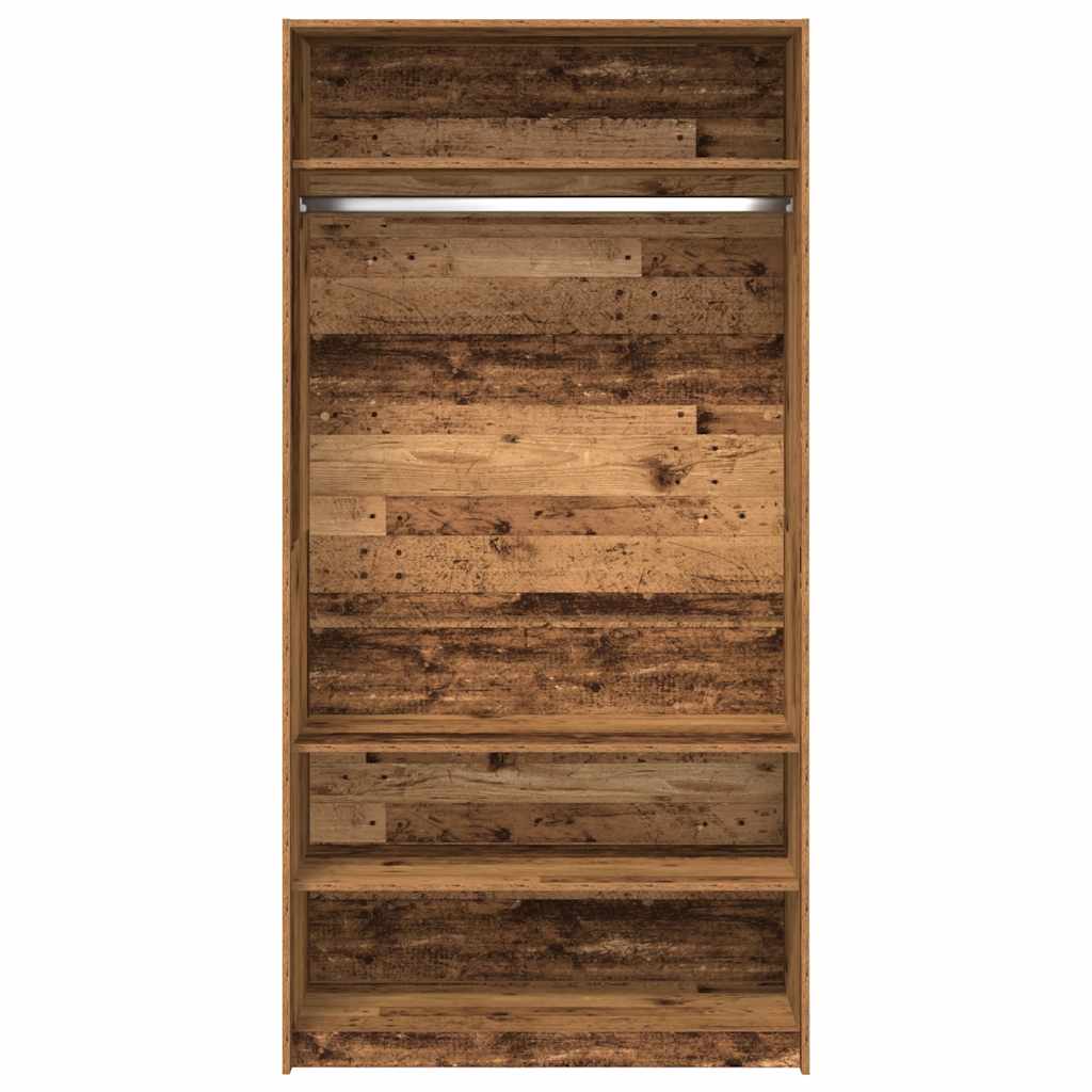 Modern Wooden Open Bedroom Wardrobe With Storage Shelves & Hanging Clothes Rail