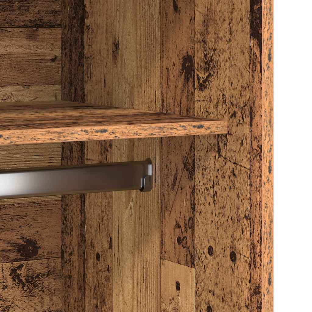 Modern Wooden Open Bedroom Wardrobe With Storage Shelves & Hanging Clothes Rail