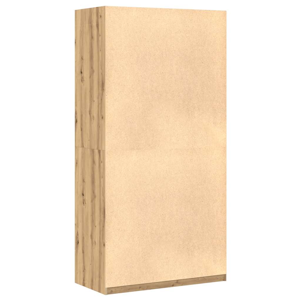 Modern Wooden Open Bedroom Wardrobe With Storage Shelves & Hanging Clothes Rail