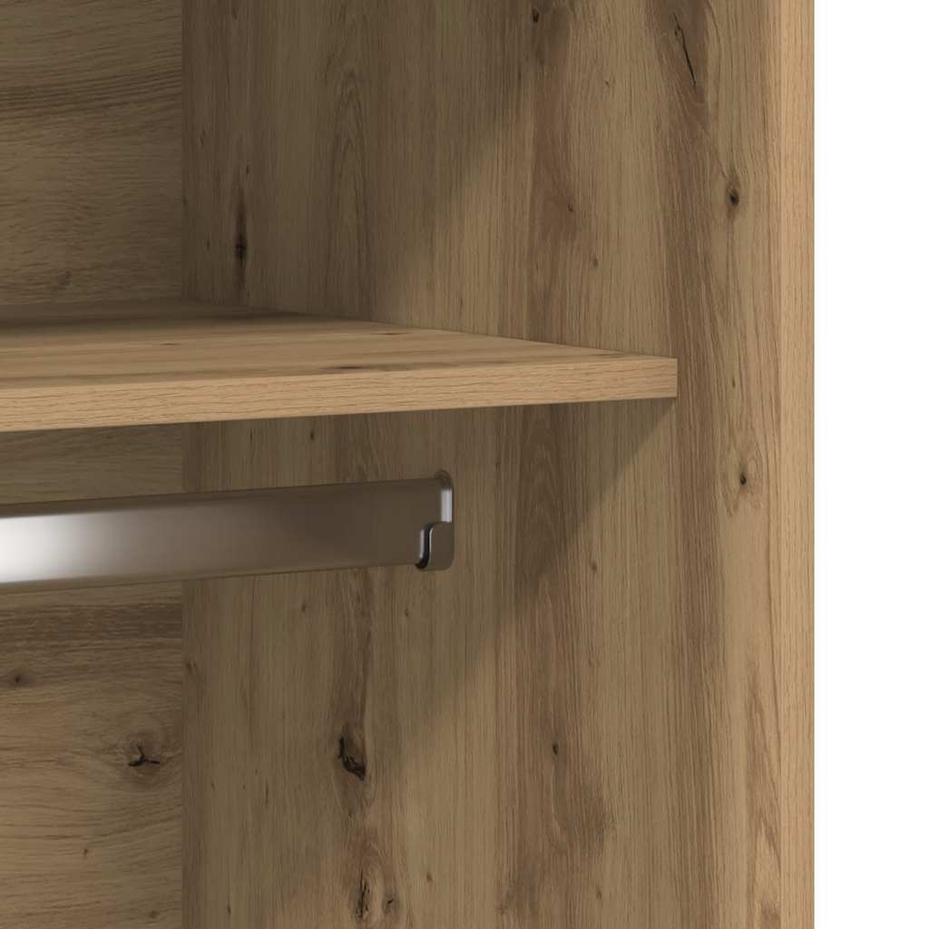 Modern Wooden Open Bedroom Wardrobe With Storage Shelves & Hanging Clothes Rail