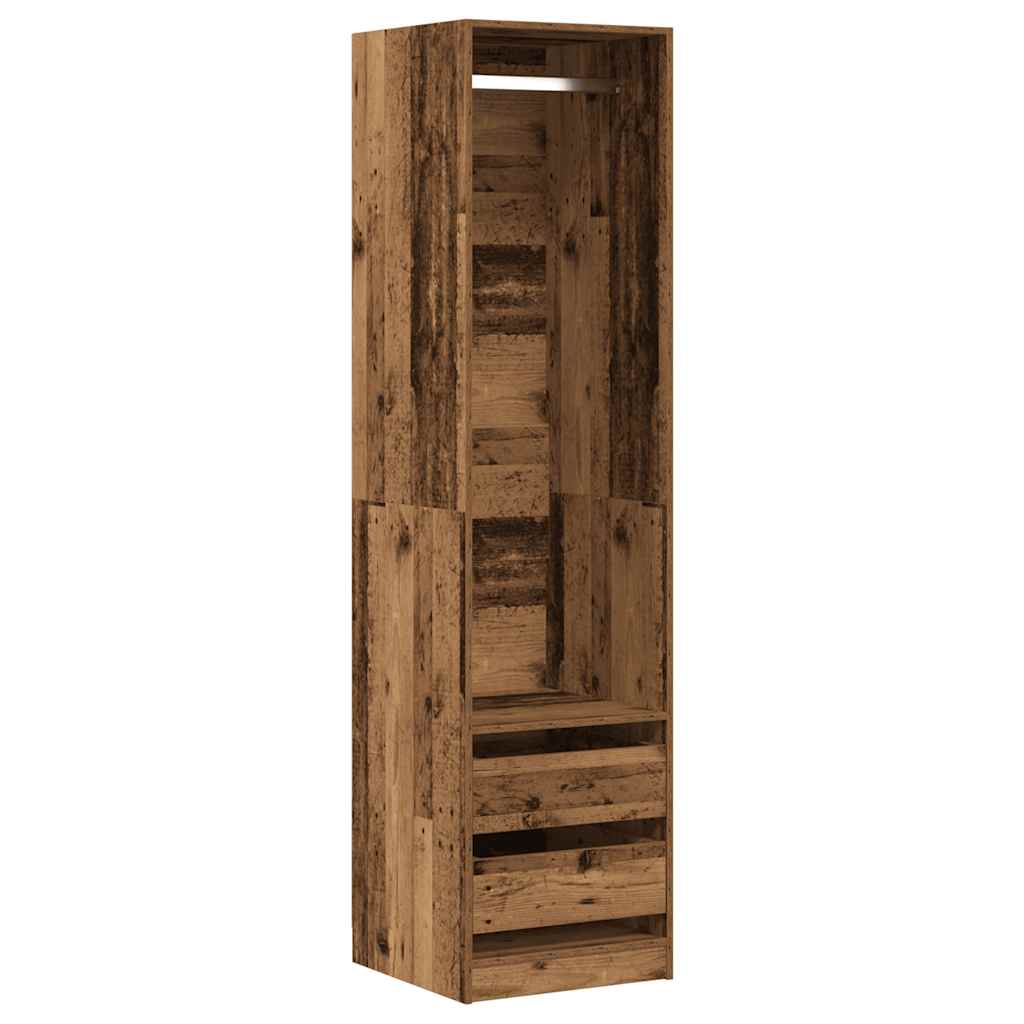Modern Wooden 50cm Open Tall Bedroom Wardrobe With 2 Drawers Hanging Rail