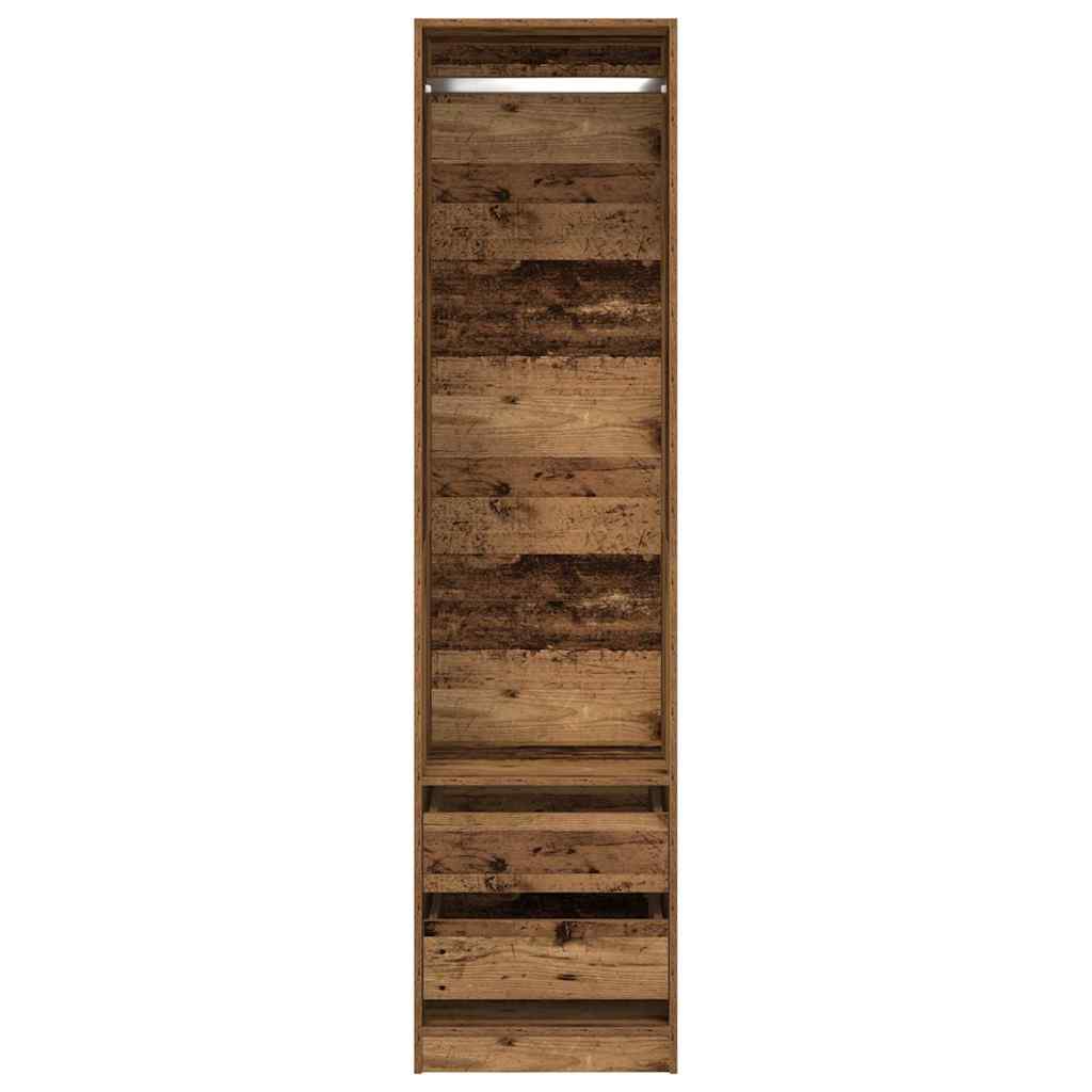 Modern Wooden 50cm Open Tall Bedroom Wardrobe With 2 Drawers Hanging Rail
