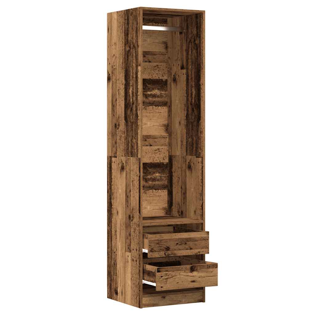 Modern Wooden 50cm Open Tall Bedroom Wardrobe With 2 Drawers Hanging Rail