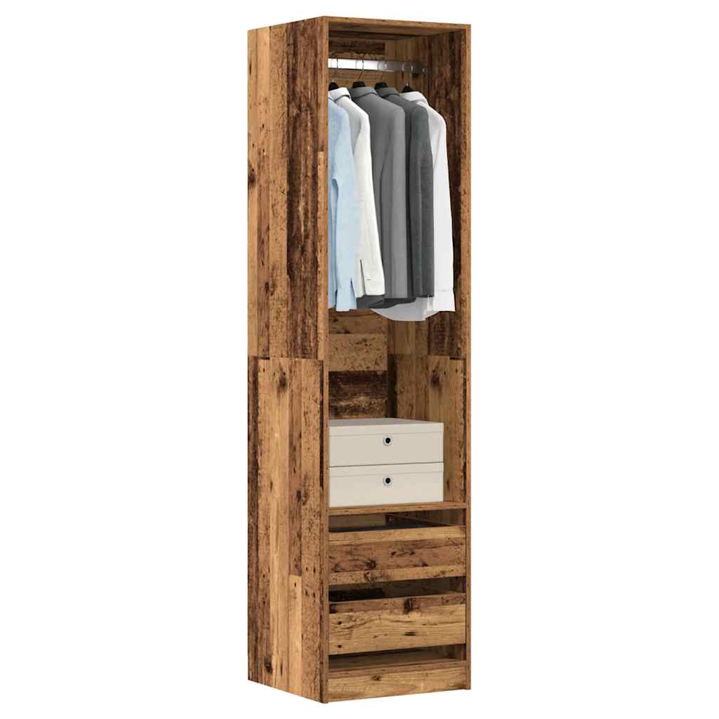 Modern Wooden 50cm Open Tall Bedroom Wardrobe With 2 Drawers Hanging Rail