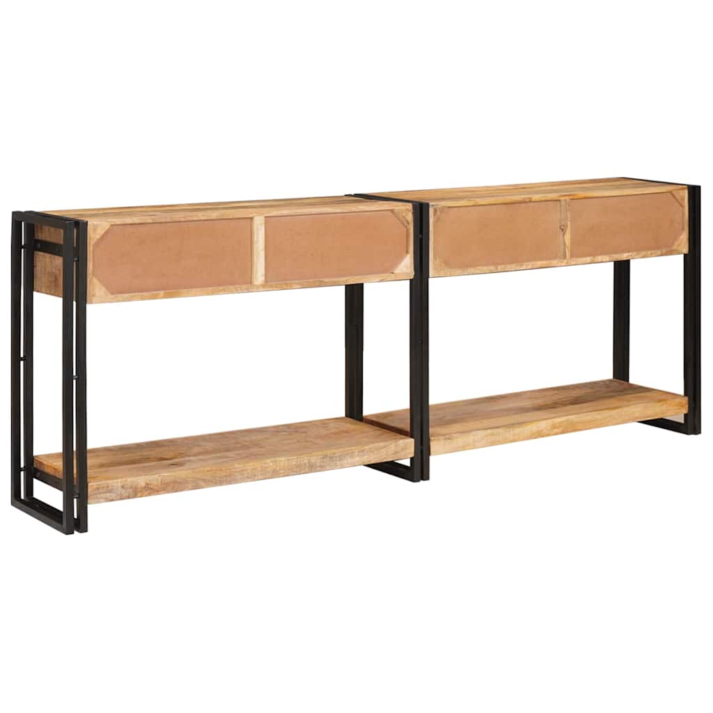 Console Table with Drawer 2 pcs Brown Solid rough mango wood