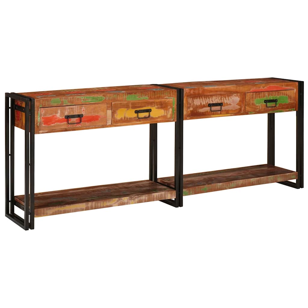 Console Tables with Drawer with Shelf Other 2 pcs Multicolour Solid Reclaim wood