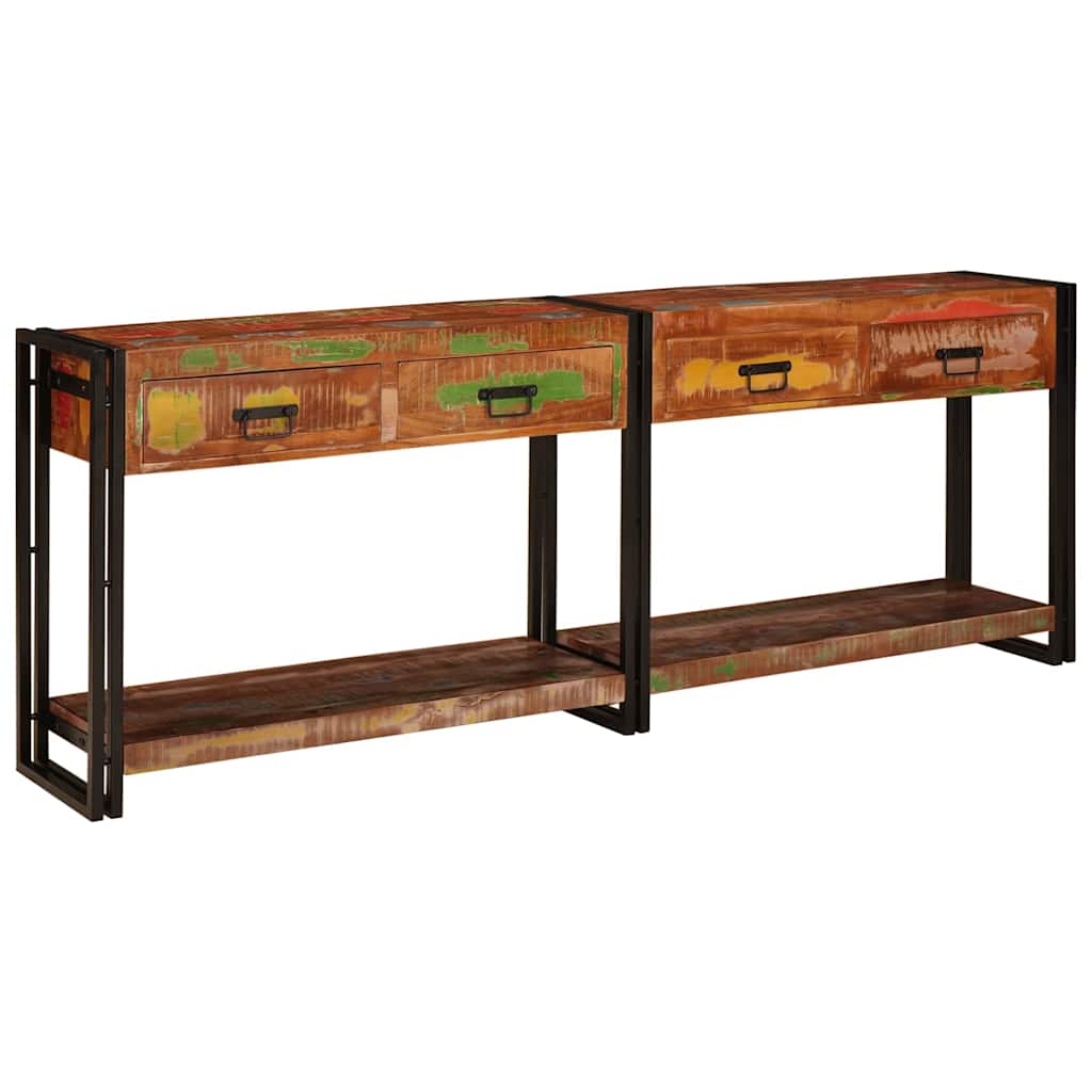 Console Tables with Drawer with Shelf Other 2 pcs Multicolour Solid Reclaim wood