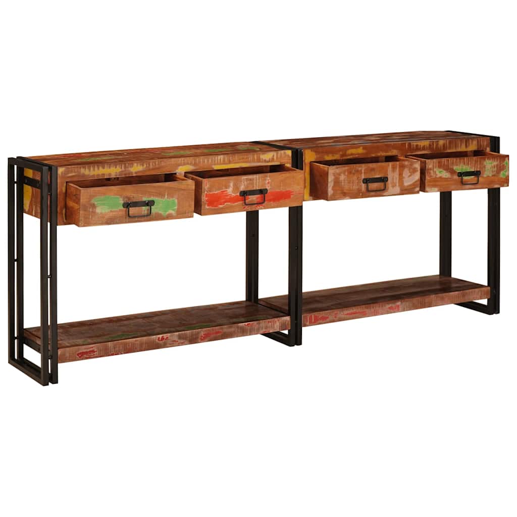 Console Tables with Drawer with Shelf Other 2 pcs Multicolour Solid Reclaim wood