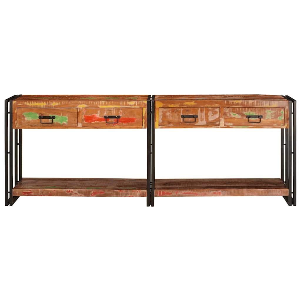 Console Tables with Drawer with Shelf Other 2 pcs Multicolour Solid Reclaim wood