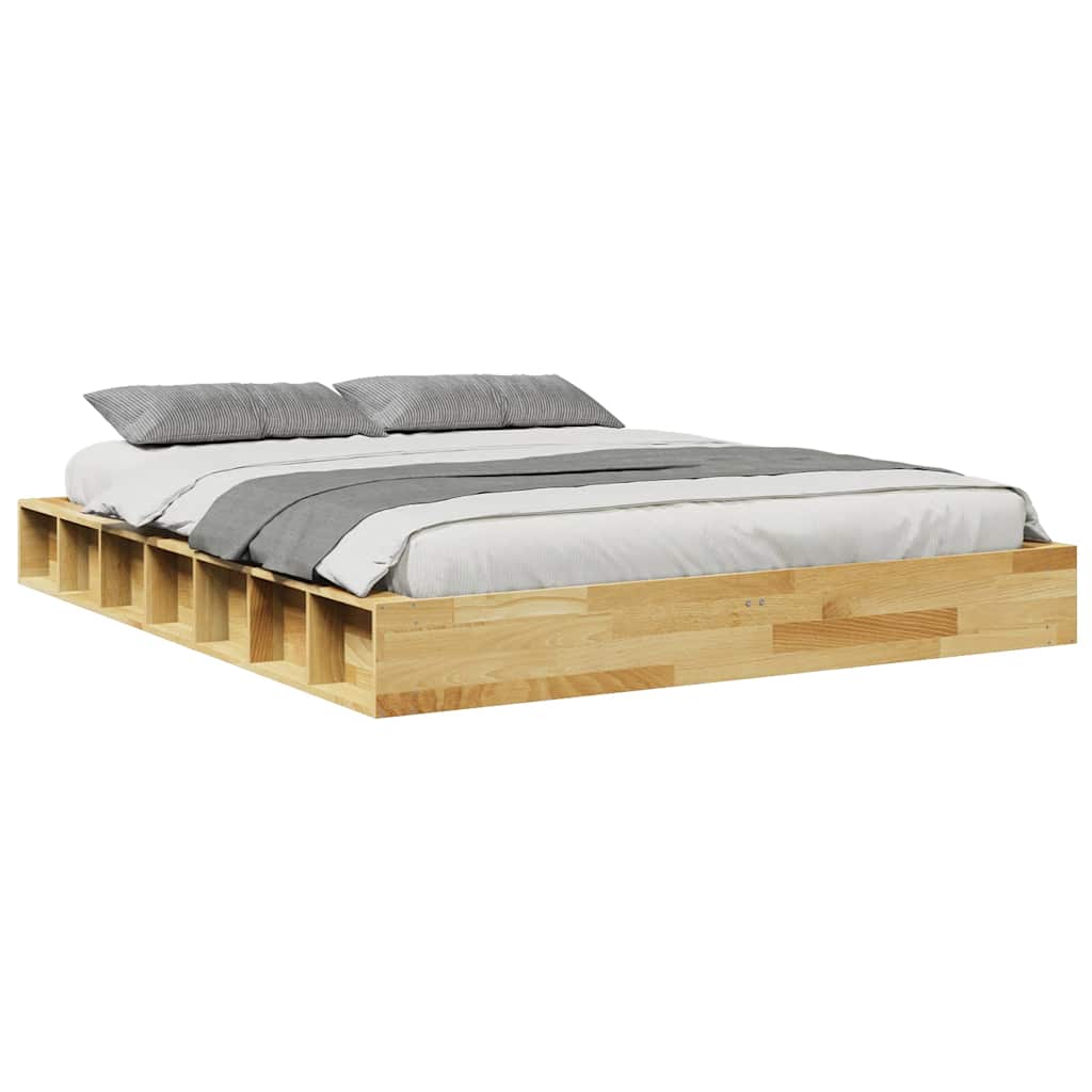Bed Frame without Mattress 140x190 cm Solid Wood Oak