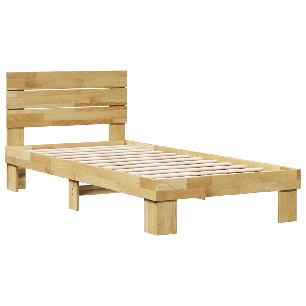 Bed Frame with Headboard without Mattress 80x200 cm Solid Wood Oak