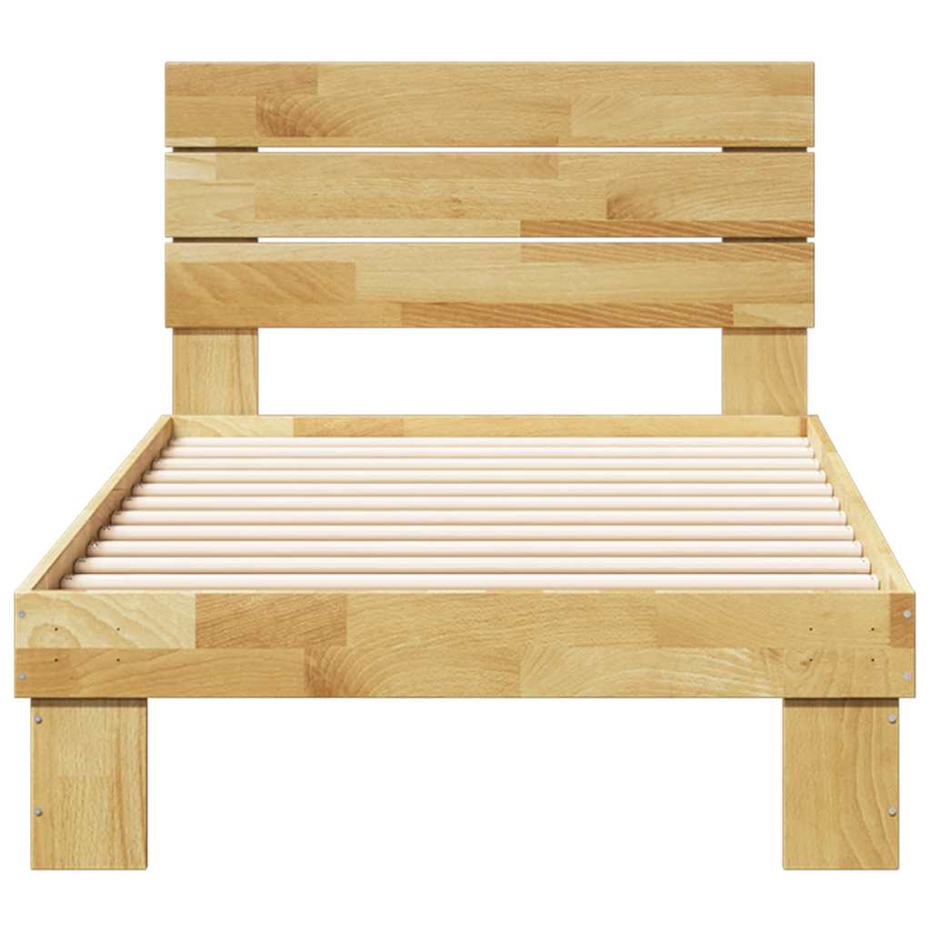 Bed Frame with Headboard without Mattress 80x200 cm Solid Wood Oak