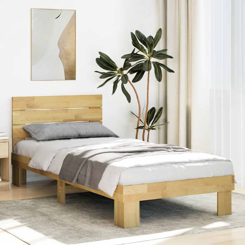 Bed Frame with Headboard without Mattress 80x200 cm Solid Wood Oak