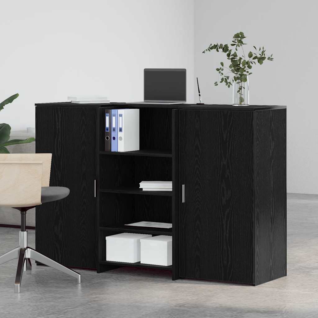Reception Desk Black Oak 155x50x103.5 cm Engineered Wood