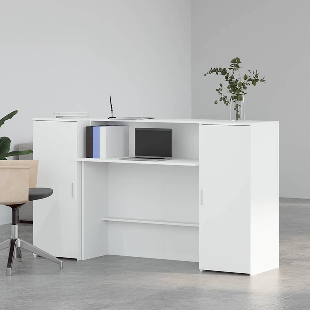 Reception Desk White 180x50x103.5 cm Engineered Wood