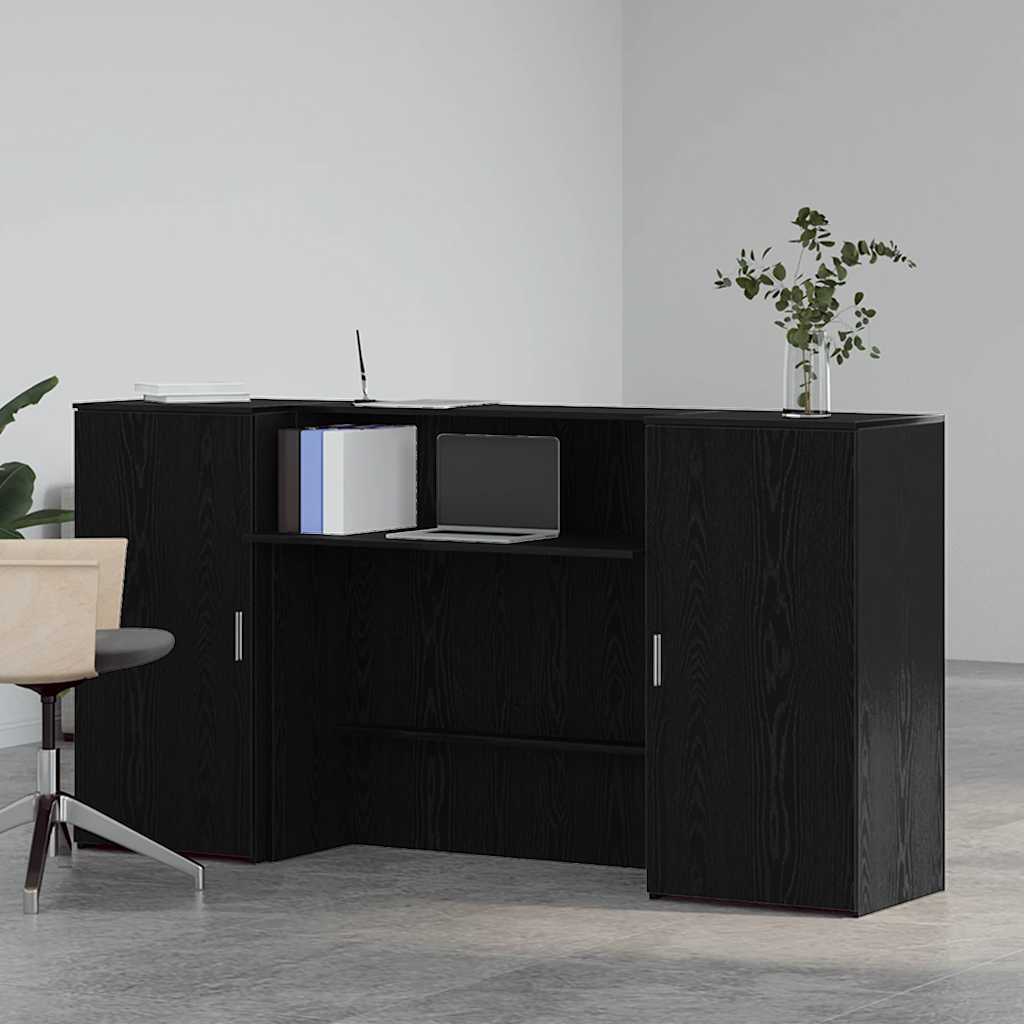 Reception Desk Black Oak 200x50x103.5 cm Engineered Wood