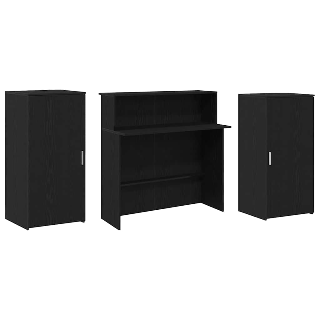Reception Desk Black Oak 200x50x103.5 cm Engineered Wood
