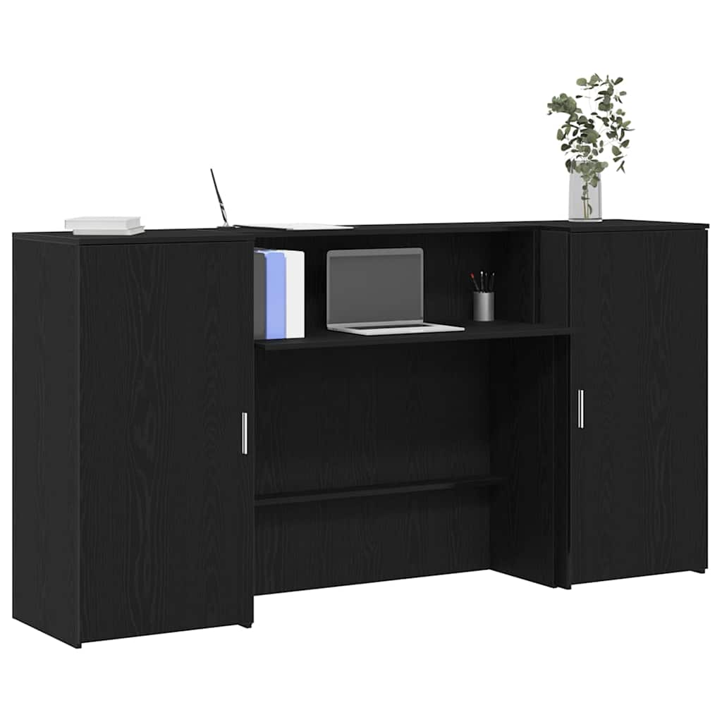 Reception Desk Black Oak 200x50x103.5 cm Engineered Wood