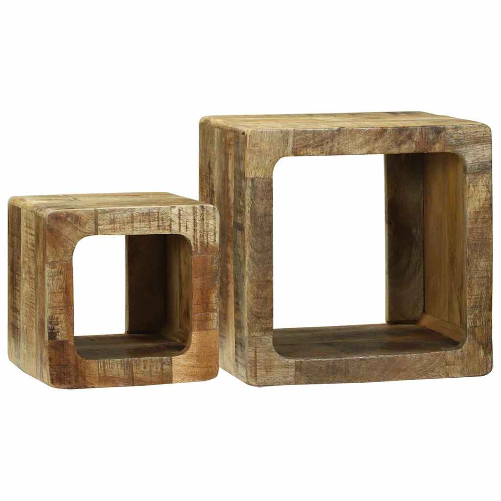 TV Unit 2 pcs Brown 36 x 30 x 36 cm Solid rough mango wood