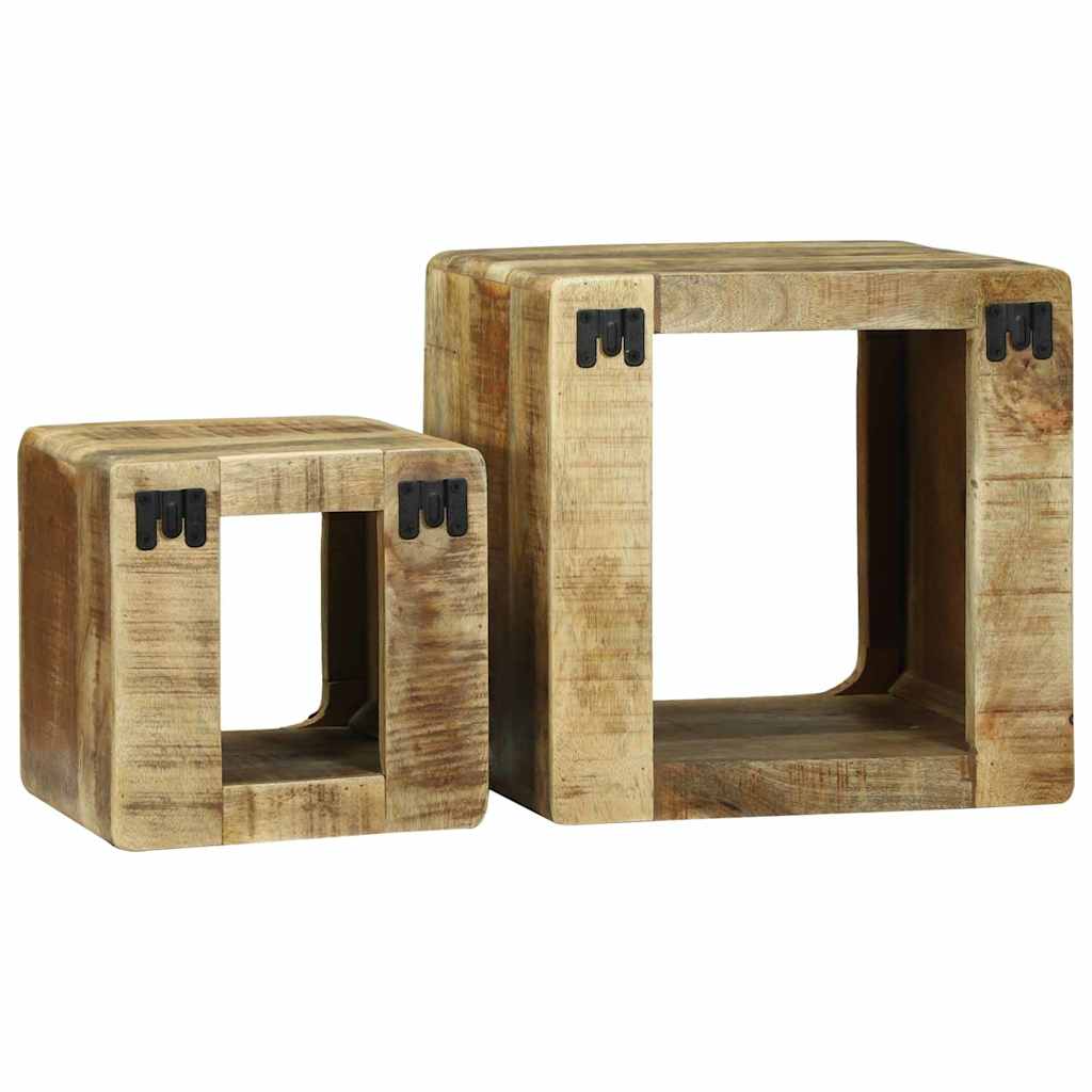 TV Unit 2 pcs Brown 36 x 30 x 36 cm Solid rough mango wood