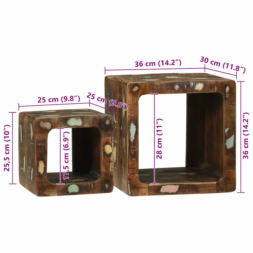 TV Unit 2 pcs Multicolour 36 x 30 x 36 cm Solid reclaimed wood