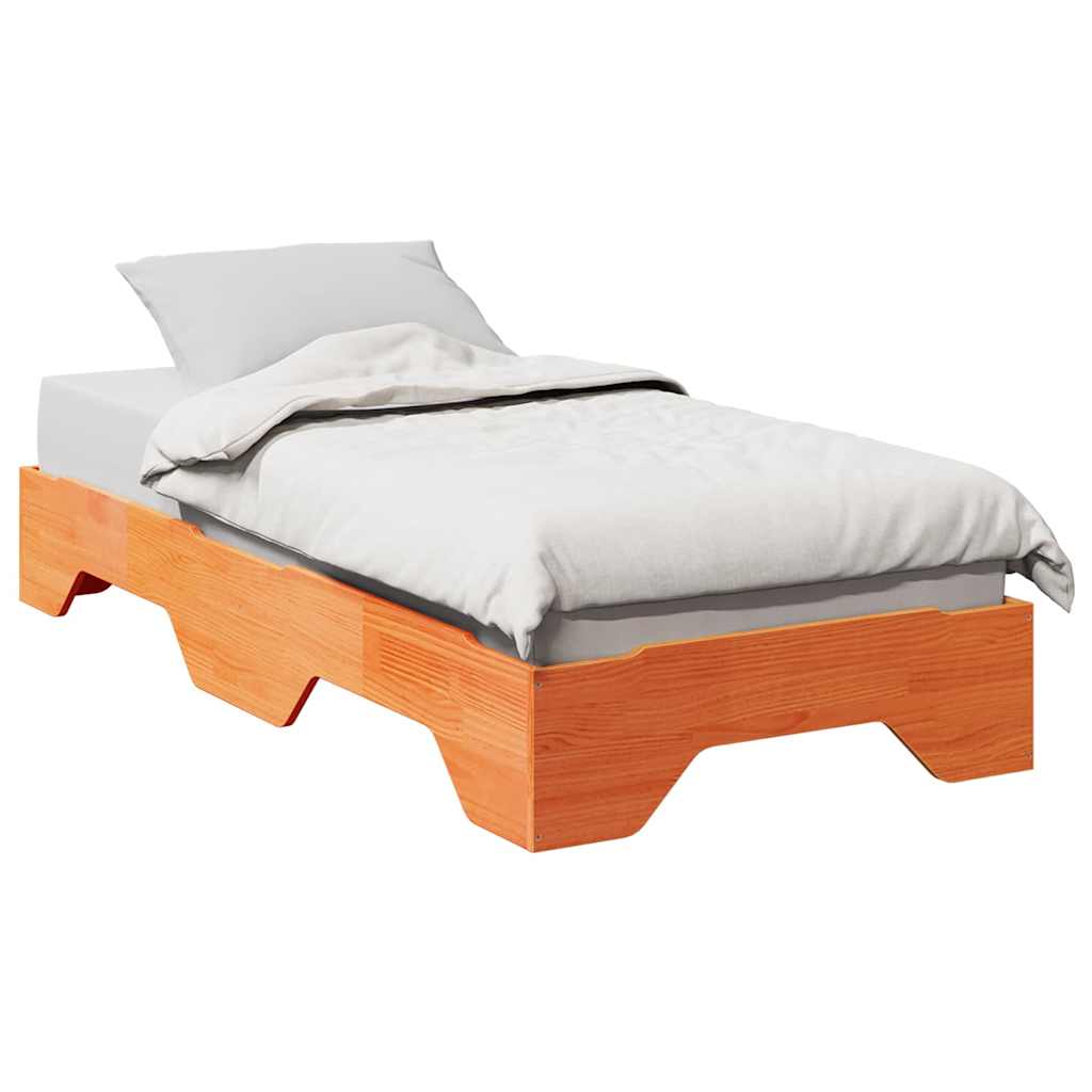 Bed Frame No Mattress Stackable Wax Brown 100x200 cm Solid Wood