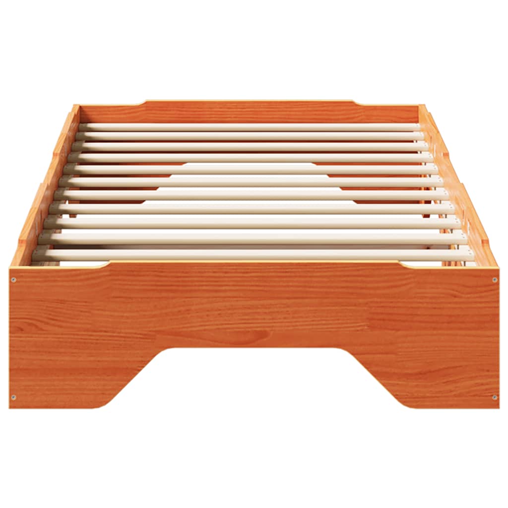 Bed Frame No Mattress Stackable Wax Brown 100x200 cm Solid Wood