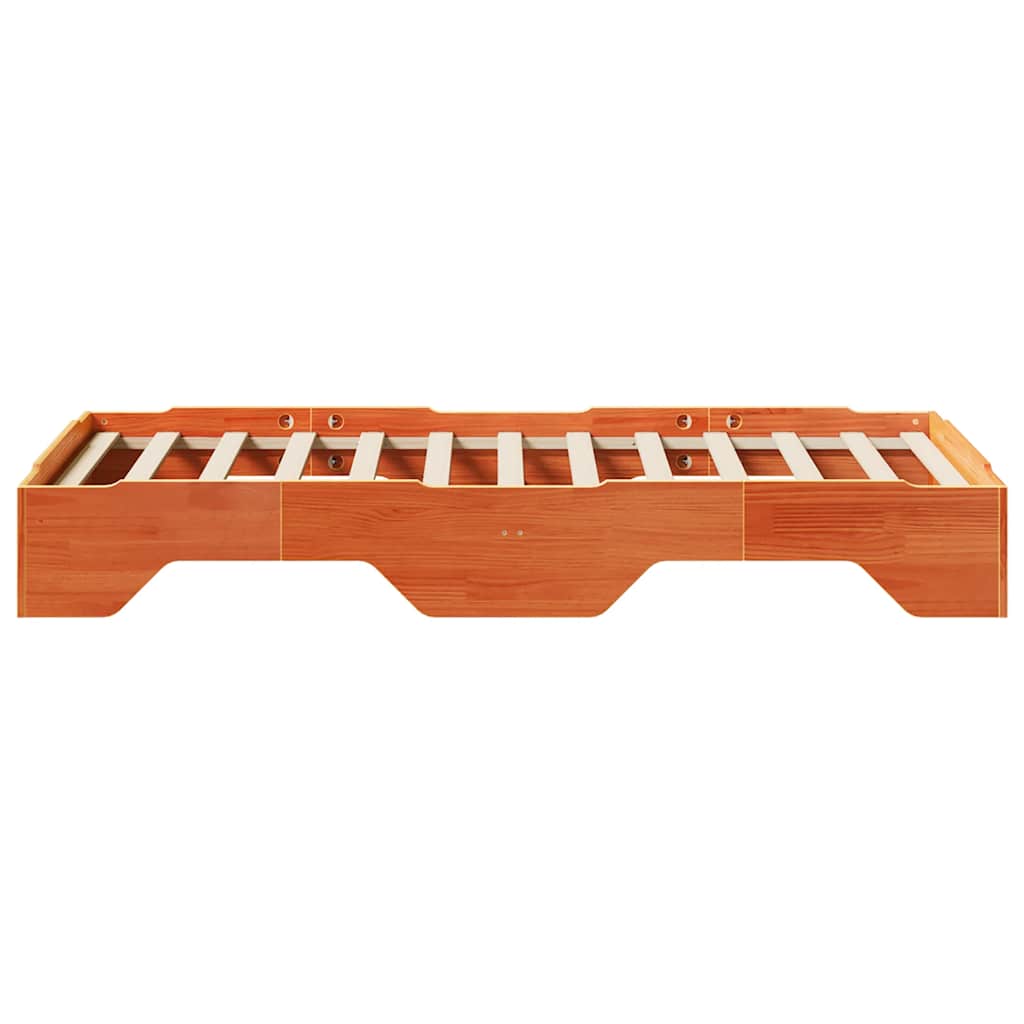 Bed Frame No Mattress Stackable Wax Brown 100x200 cm Solid Wood