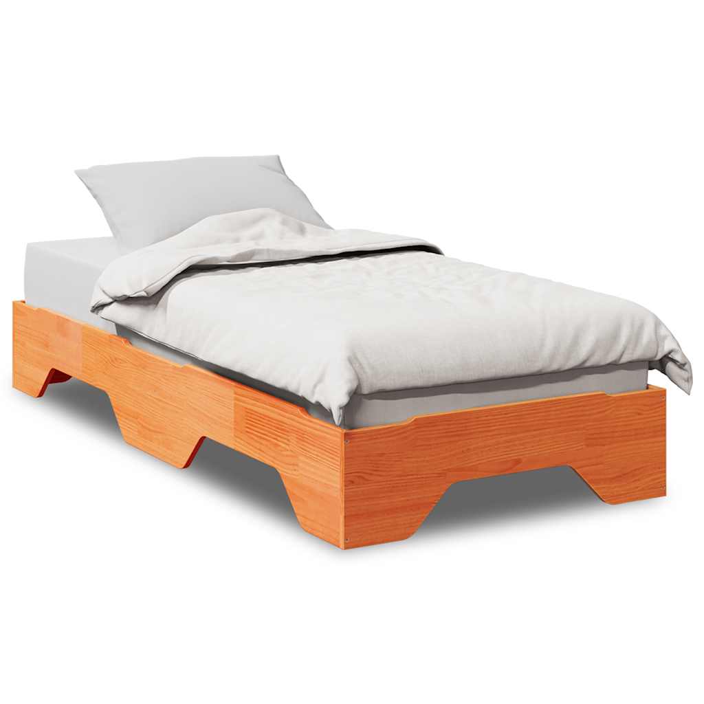 Bed Frame No Mattress Stackable Wax Brown 100x200 cm Solid Wood
