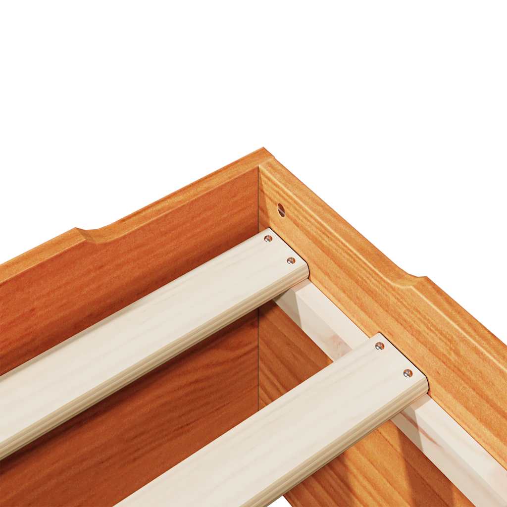 Bed Frame No Mattress Stackable Wax Brown 75x190 cm Small Single Solid Wood